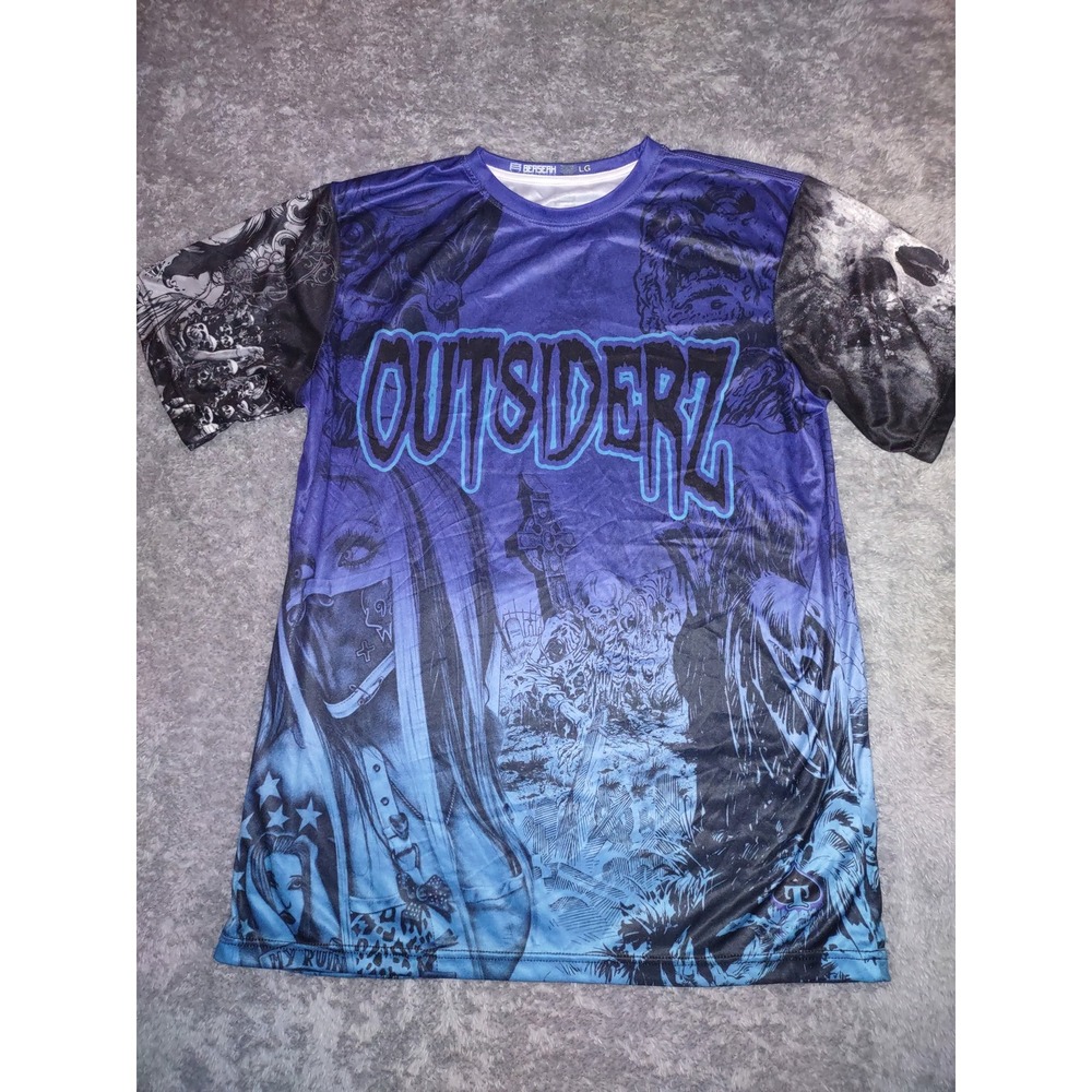 Berserk Athletics Outsiderz Graphic Novelty T-Shirt Purple Large Skull Gothic